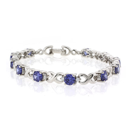 Round Cut Tanzanite Silver Bracelet