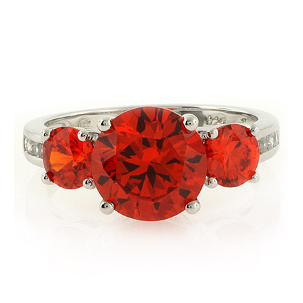 3 Round Cut Fire Cherry Opal Ring