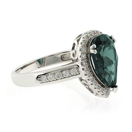 Pear Cut High Quality Alexandrite Silver Ring