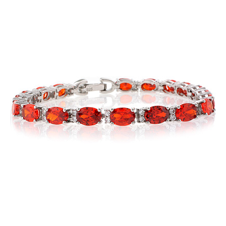 Silver Mexican Fire Cherry Opal Tennis Bracelet