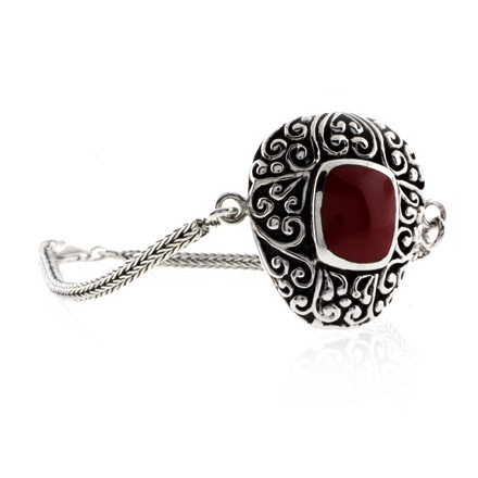 Antique Red Coral Sterling Silver Bracelet