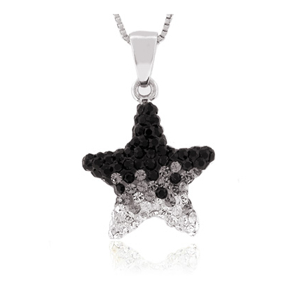 Star Black and White Swarovski Silver Pendant