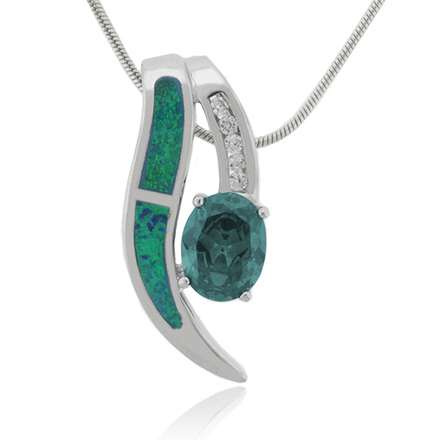 Elegant Color Changing Alexandrite with Opal Pendant