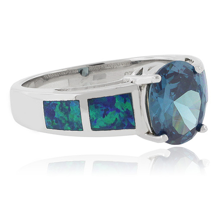 Color Change Alexandrite Opal Silver Ring