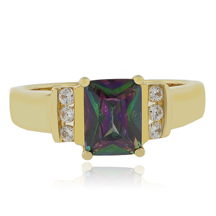 Sterling Silver Mystic Topaz Gold Plated Ring