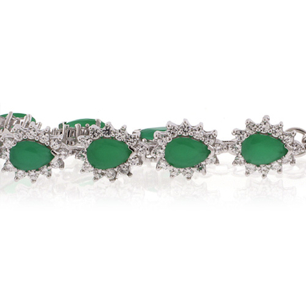 Emerald Silver Bracelet Pear Cut Stone