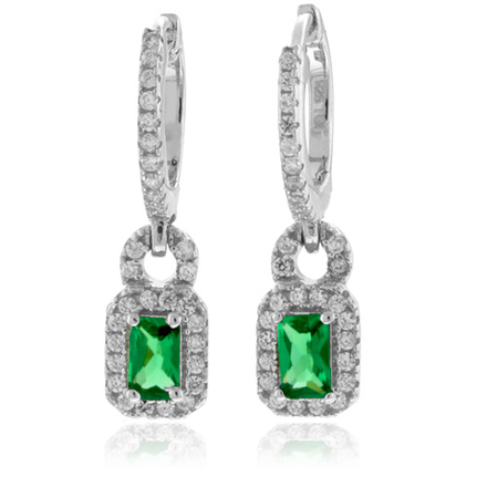 High Quality Emerald Silver Earrings