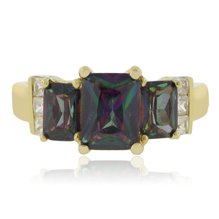 14K Gold Plated Sterling Silver Mystic Topaz Ring