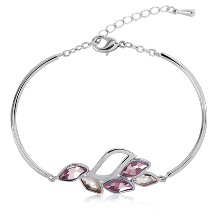 Swarovski Elements 18K White Gold Plated Rose Leaf Bracelet