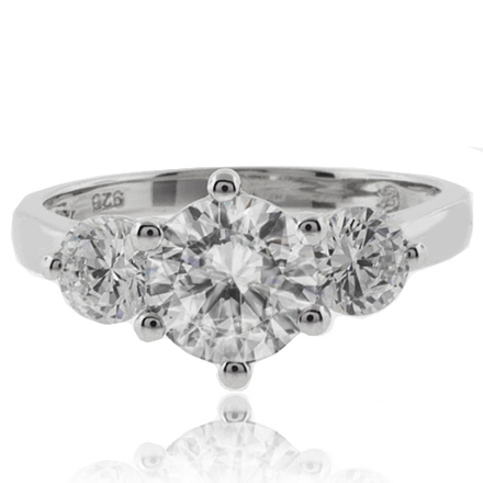3 Round Cut Simulated Diamond Engagement Ring