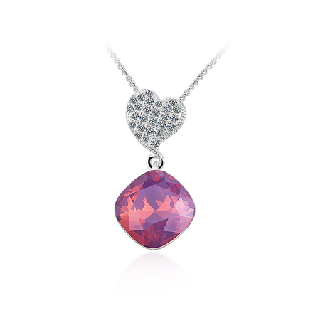 Gorgeous Swarovski Elements Amethyst Opal Color Heart Pendant