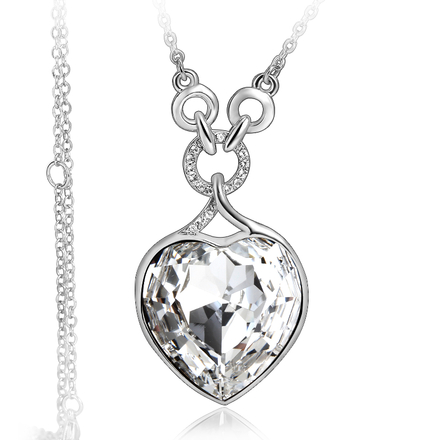 Swarovski Elements White Heart Gold Plated Necklace
