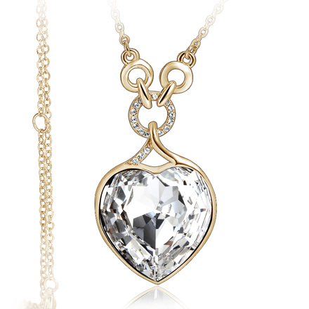 Swarovski Elements Gorgeous White Heart Yellow Gold Plated Necklace