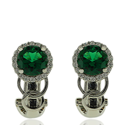 Gorgeous Round Cut Emerald Earrings With Sterling Silver And Simulated Diamonds
