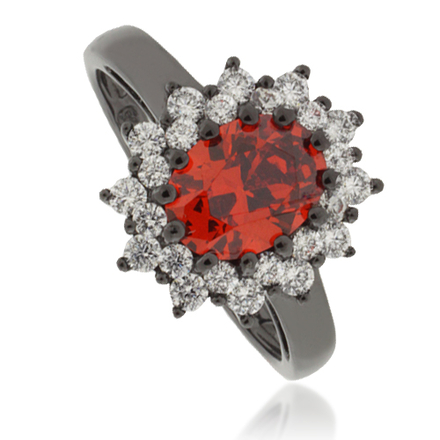 Princess Kate Fire Opal Black Silver Ring