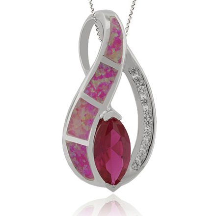 Pink Opal Pendant with Ruby