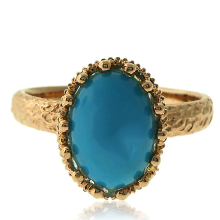 Natural Turquoise 18k Yellow Gold Ring