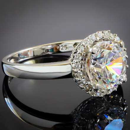 Beautiful Ring in Round Cut Decorated With Small Simulated Diamond Stones