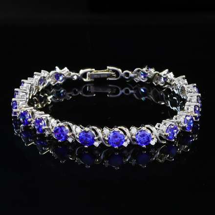 Tanzanite Sterling Silver Tennis Bracelet