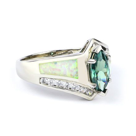 Marquise Cut Alexandrite Opal Sterling Silver Ring