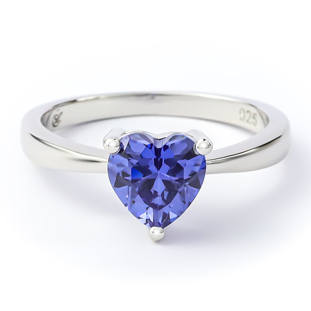 Heart Shape Tanzanite Sterling Silver Solitaire Ring