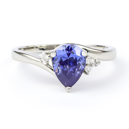 Tanzanite Pear Cut Silver Ring