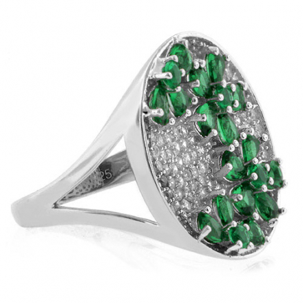 Beautiful Micro Pave Emerald .925 Silver Ring