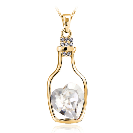 Bottle Necklace With White Heart
