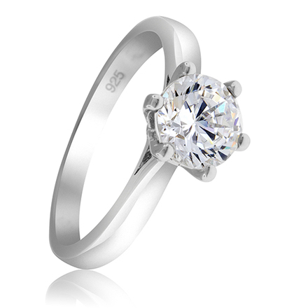 Beautiful Solitaire Engagement Ring with Sterling Silver