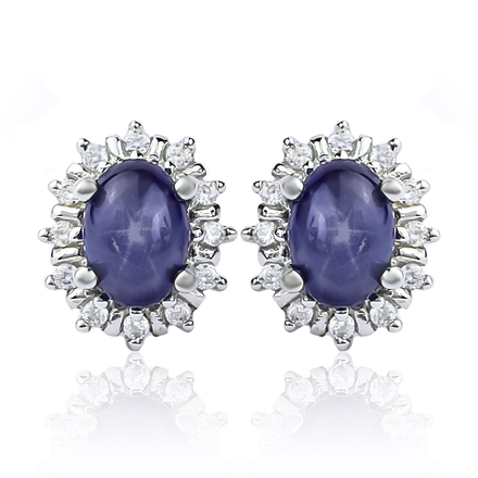 Earrings with Star Sapphire Sterling Silver