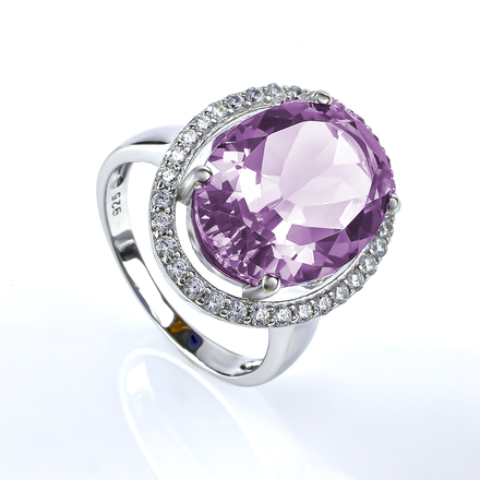 Big Oval Cut Alexandrite Sterling Silver Ring