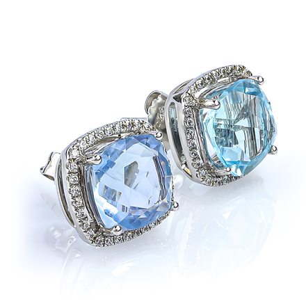 Color Changing Alexandrite Cushion Cut Stone Micro Pave Earrings