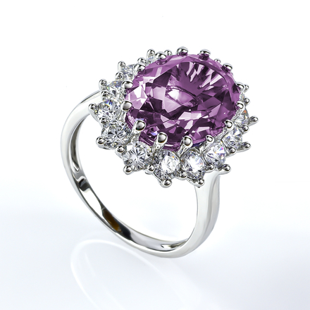 Color Change Alexandrite Princess Kate Style Silver Ring