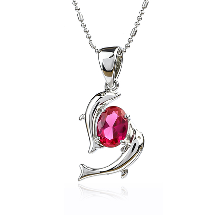 Ruby Dolphins Pendant