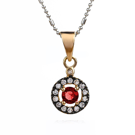 14K Rose Gold Plated Ruby Sterling Silver Pendant
