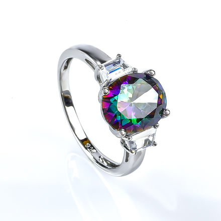 Big Mystic Topaz Sterling Silver Ring