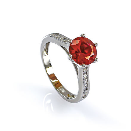 9 mm Round-Cut Ruby Engagement Ring in Sterling Silver