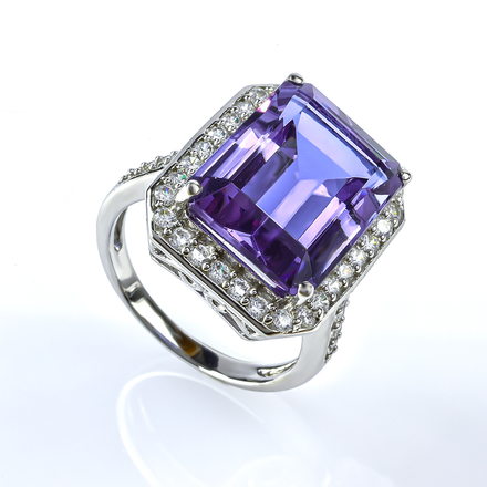 Huge Alexandrite Blue to Purple Color Change Stone Silver Ring