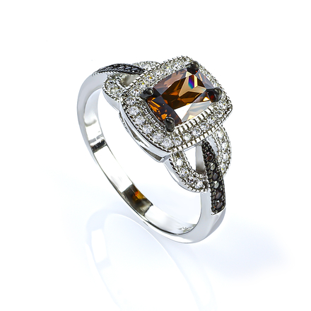 925 Sterling Silver Chocolate Diamond Ring