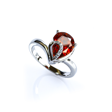 Fire Opal Ring Pear Cut Stone Ring