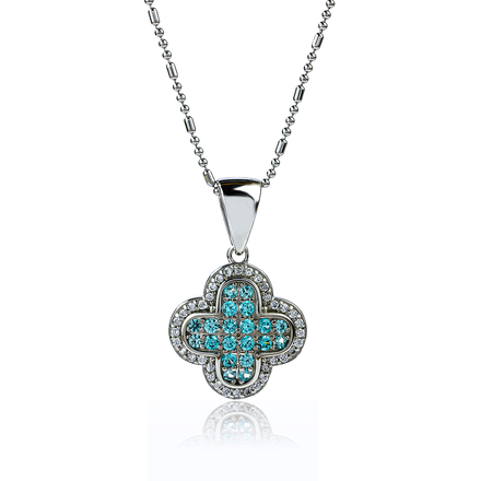 Sterling Silver Cross With Paraiba Stone