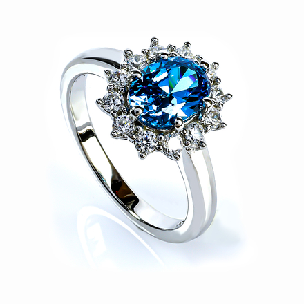 Silver Oval Cut London Blue Topaz Ring