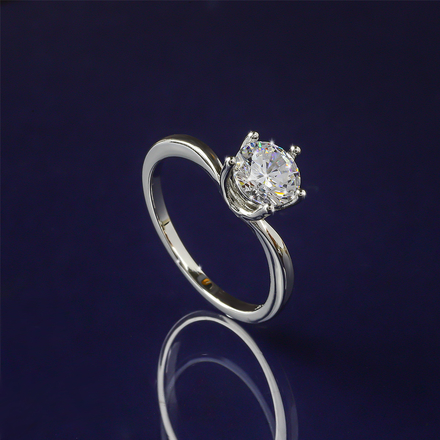7 mm Simulated Diamond Engagement Silver Ring
