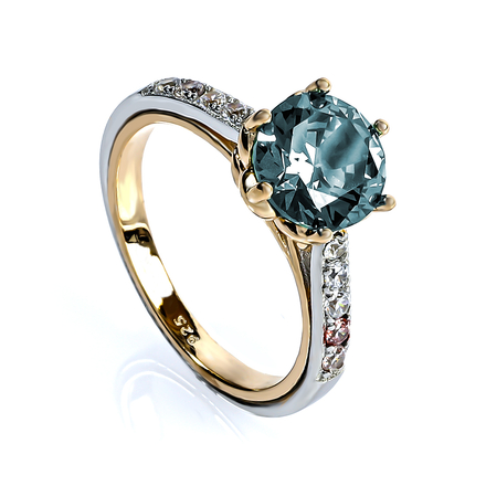 8 mm Alexandrite Sterling Silver Gold Plated Ring