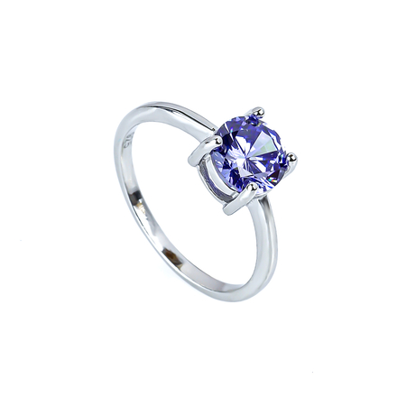 Sterling Silver Solitaire 6 mm Tanzanite Ring