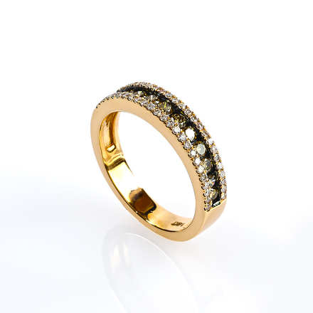 0.76 CTW 14K Yellow Gold Chocolate and White Diamonds Ring