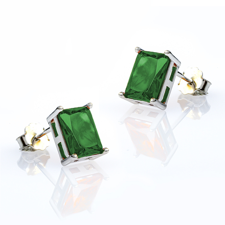 Emerald Cut Emerald Stud Earrings