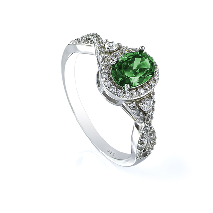 Emerald 7 mm x 5 mm .925 Sterling Silver Ring