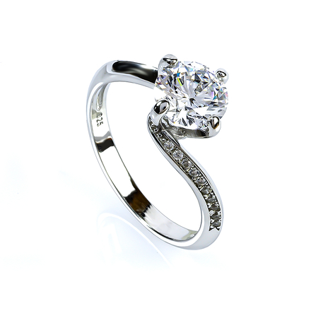 7 mm Simulated Diamond Promise Silver Ring