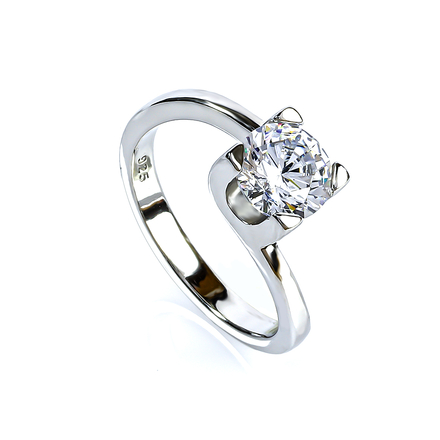 7 mm Simulated Diamond Wedding Silver Ring